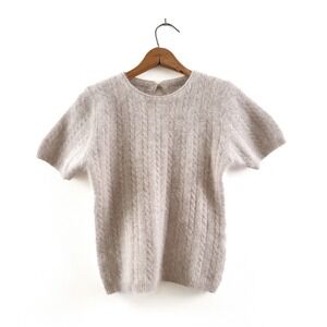 Vintage 90's Esprit Collection Oatmeal Angora Lambswool Cable Knit – Size S